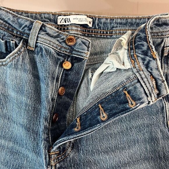 Zara high waisted button fly slit leg frayed hem size 2 - Picture 8 of 12